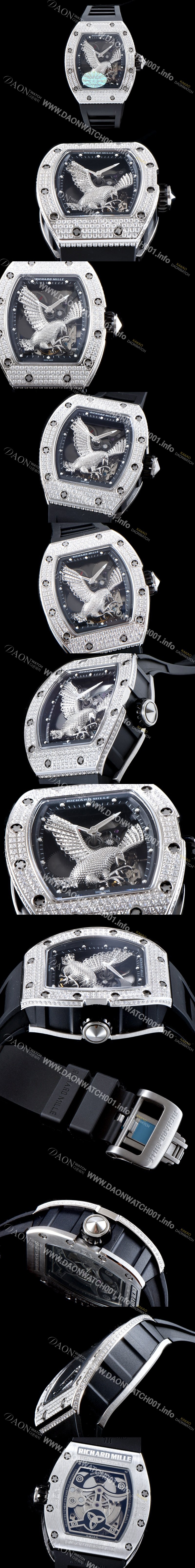 SA급 리차드밀레 남성용 리차드밀레 RM57-01 이글 독수리 에디션 UP!! 수공 맞물림 형식의 쥬얼세팅 스켈레톤 다이얼 오토매틱 무브먼트 RIC0450 xx