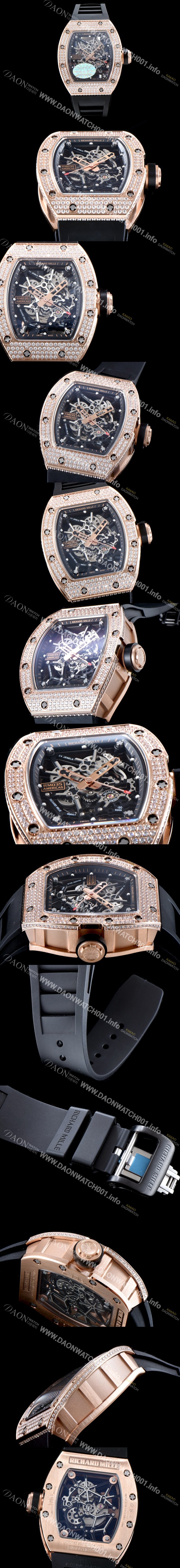 SA급 리차드밀레 남성용 리차드밀 RM035 아메리카즈!! 1:1 수공 맞물림 형식의 쥬얼세팅 고급스러운 18K 로즈골드 스켈레톤 다이얼 오토매틱 무브먼트 RIC0454 xx