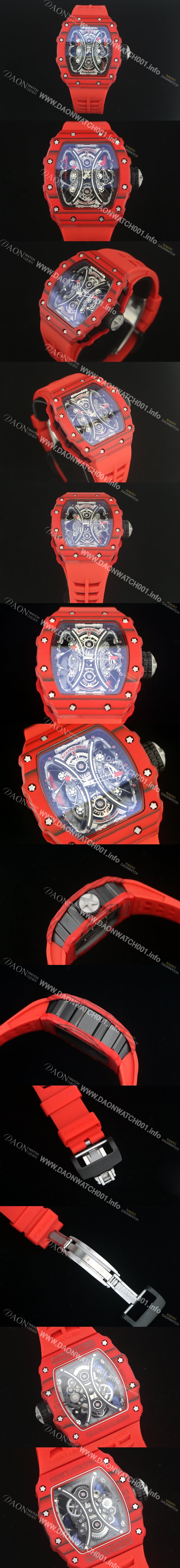 SA급 리차드밀레 남성용 뚜르비용 RM53-01 파블로 맥도너우 레드 카본 TPT 스켈레톤 다이얼 오토매틱 무브먼트 RIC0401 xx