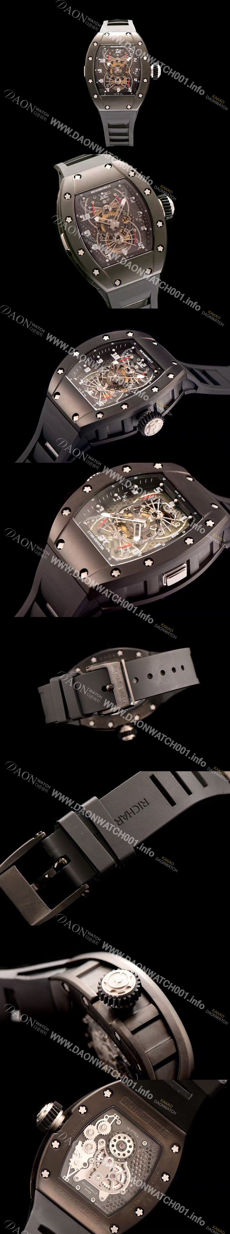 SA급 리차드밀레 남성용 RM022 블랙 PVD코딩 스켈레톤 다이얼 블랙 러버 스트랩 오토매틱 무브먼트 RIC0400 xx