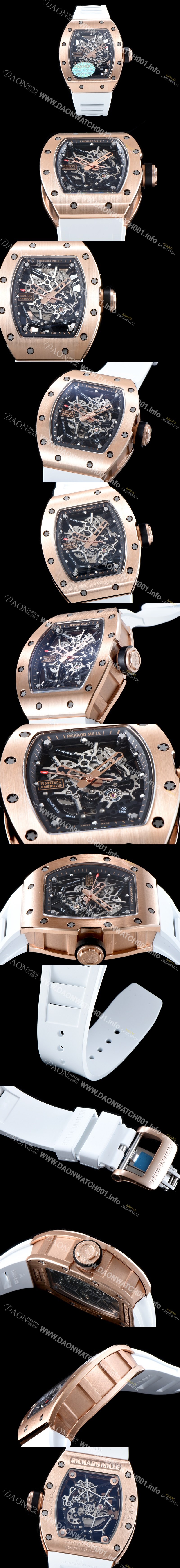 SA급 리차드밀레 남성용 리차드밀 RM035 아메리카즈!! 고급스러운 18K 로즈골드 스켈레톤 다이얼 오토매틱 무브먼트 RIC0401 xx