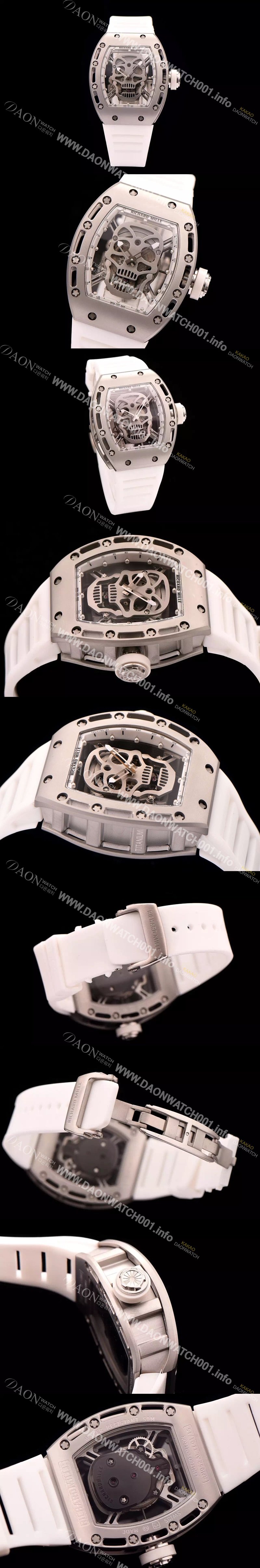 SA급 리차드밀레 남성용 리차드밀레 RM052 뚜르비용 스컬 워치 1:1 수공 맞물림 형식의 쥬얼세팅 스켈레톤&해골무늬 다이얼 오토매틱 무브먼트 RIC0402 xx