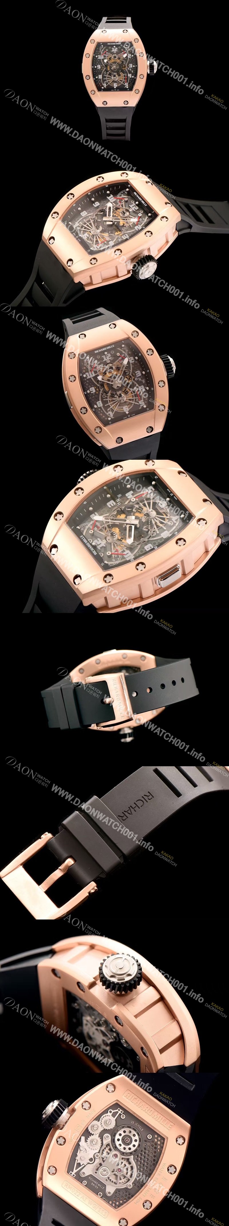 SA급 리차드밀레 남성용 RM022 스켈레톤 다이얼 블랙 러버 스트랩 오토매틱 무브먼트 RIC0402 xx