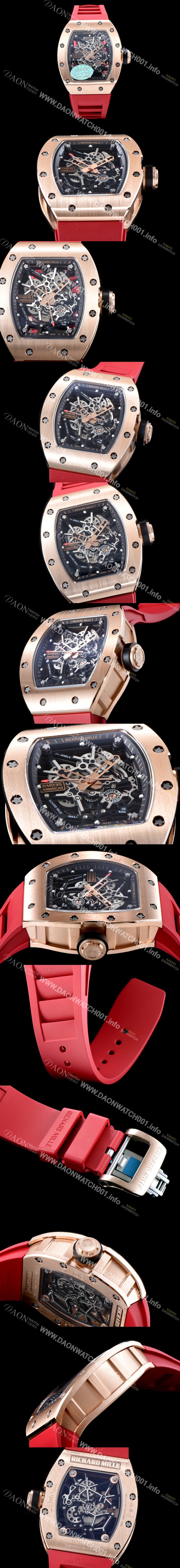 SA급 리차드밀레 남성용 리차드밀 RM035 아메리카즈!! 고급스러운 18K 로즈골드 스켈레톤 다이얼 오토매틱 무브먼트 RIC0400 xx