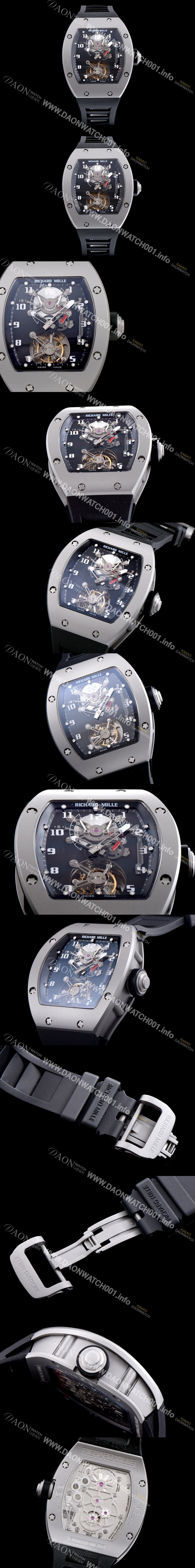 SA급 리차드밀레 남성용 RM001 새틴 폴리쉬드 스켈레톤 다이얼 아시안 투어빌론 탑재 무브먼트 RIC0420 xx