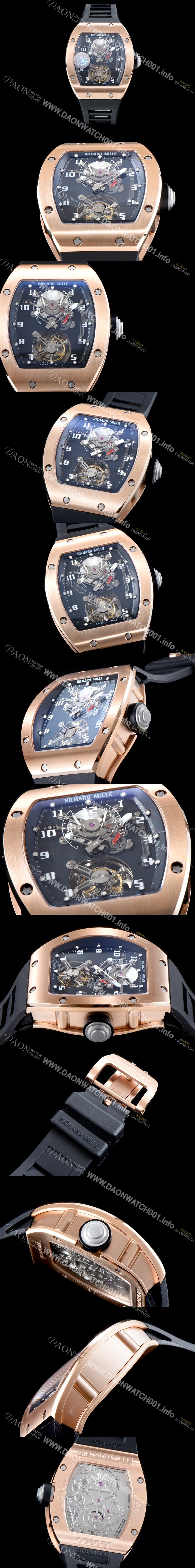 SA급 리차드밀레 남성용 최초의 모델 RM001 투르비용 컬렉션UP!! 고급스러운 18K 로즈골드 블랙&스켈레톤 다이얼 아시안 투어빌론 탑재 무브먼트 RIC0400 xx
