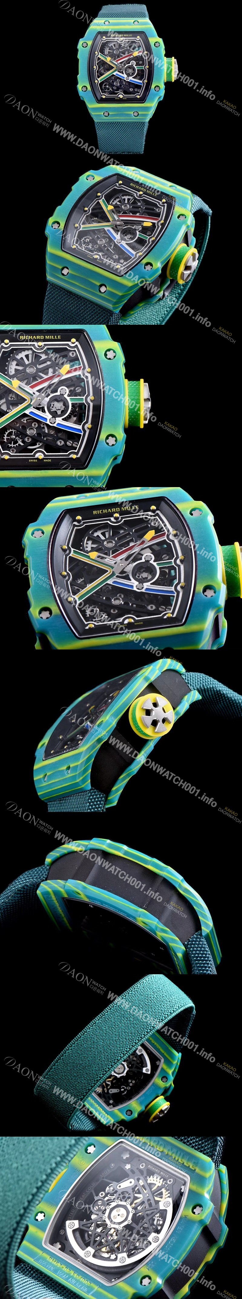 SA급 리차드밀레 남성용 RM67-02 라이징 웨이드 반 니커크 스켈레톤 다이얼 오스트리아 산 신형 그린 우레탄러버밴드 오토매틱 무브먼트 RIC0445 xx