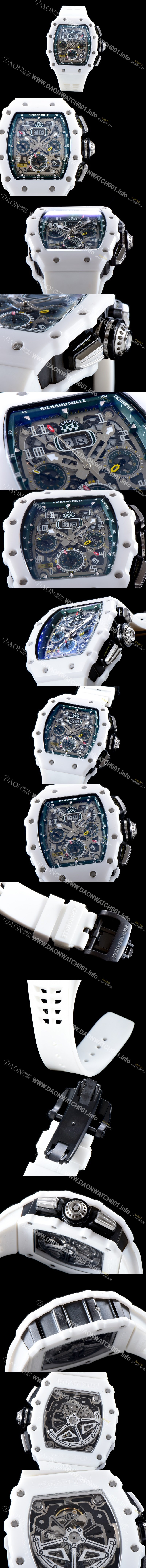 SA급 리차드밀레 남성용 최신버전 업그레이드형 RM011 화이트 세라믹 오버사이즈 데이트 스켈레톤 다이얼 오토매틱 무브먼트 RIC0410 xx