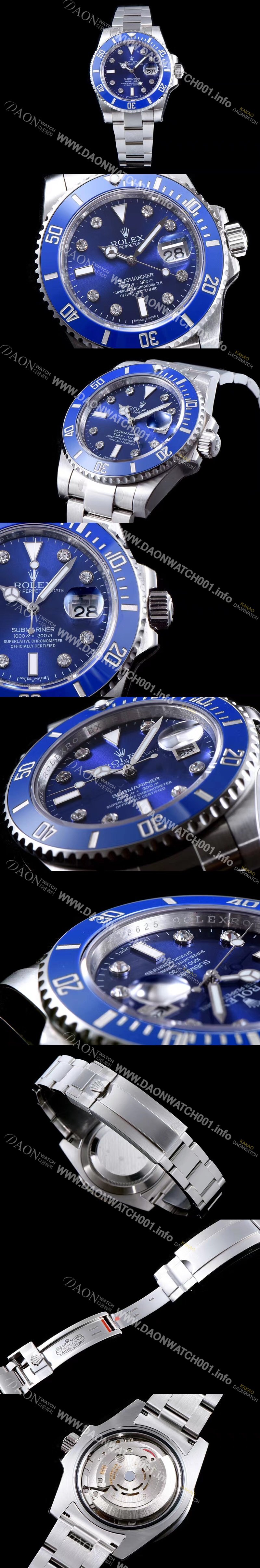 SA급 로렉스 남성용 NEW VIP 버전!!서브마리너 116619LB-97209 8DI 블루 세라믹 베젤 블루 다이얼 쥬얼 다이아몬드 인덱스 브레이슬릿 스위스 3135 오토매틱 무브먼트 ROL0320 xx
