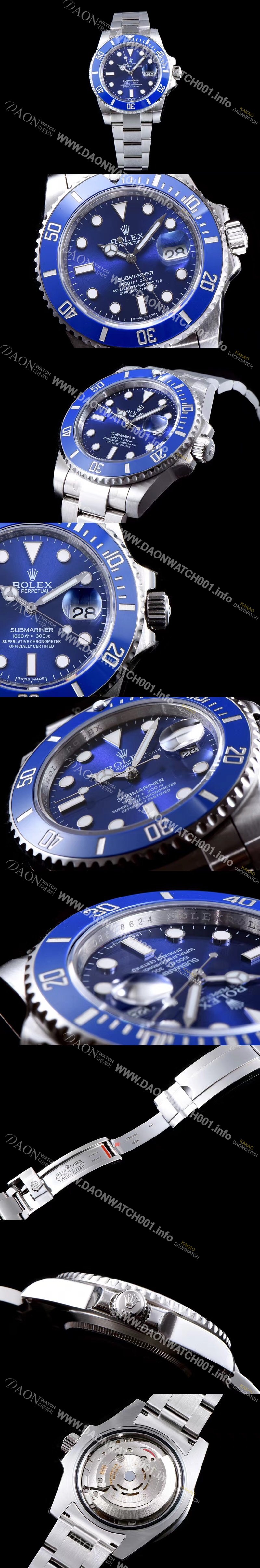 SA급 로렉스 남성용 NEW VIP 버전!!서브마리너 데이트 116619LB-97209 블루 세라믹 베젤 블루 다이얼 야광 인덱스 브레이슬릿 스위스 3135오토매틱 무브먼트 ROL0321 xx