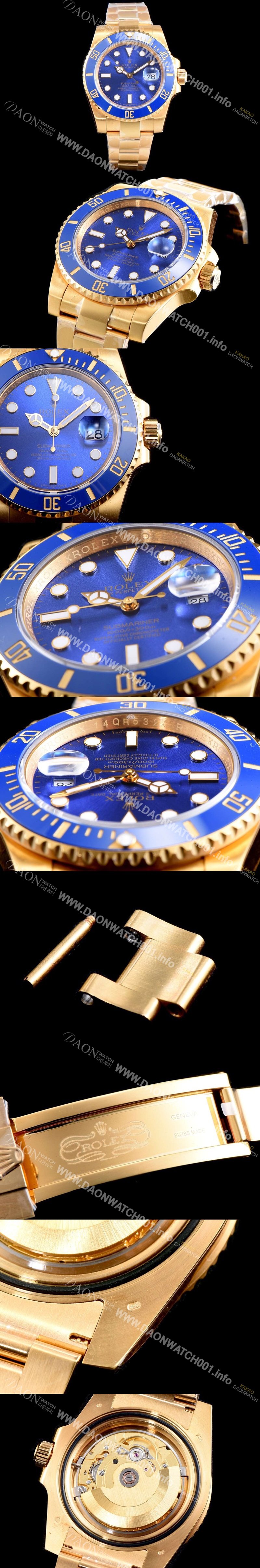 SA급 로렉스 남성용 서브마리너116618LB-97208 블루 세라믹 베젤 18k 옐루골드 블루 다이얼 브레이슬릿 ETA 2836-2 오토매틱 무브먼트 ROL0343 xx
