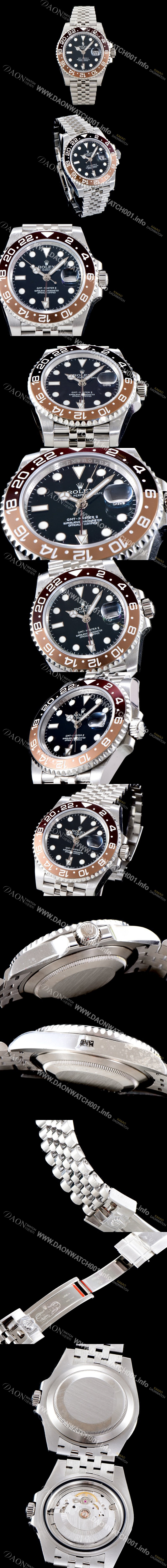 SA급 로렉스 남성용 업그레이드 모델!! 지엠티 마스터II 126710BLRO-0001 듀얼 타임 브라운/쵸코 투톤 24시간 회전 베젤 블랙 다이얼 5선 쥬빌리 브레이슬릿 오토매틱 무브먼트 ROL0500 xx