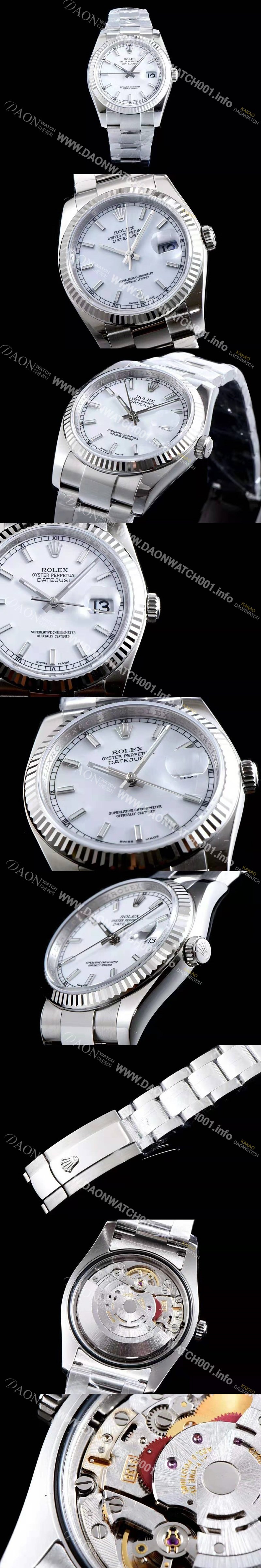 SA급 로렉스 남성용 데이져스트 116200-72600 업그레이드 VIP 타입!! 심플한 디자인 인기베스트 화이트 다이얼 스틱 야광 인덱스 스틸 브레이슬릿 ROL0300 xx