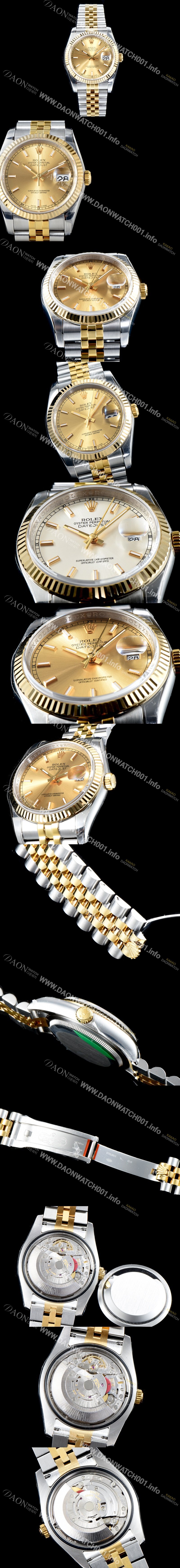 SA급 로렉스 남성용 1:1퀄리티!! 데이져스트 116233 오이스터 36mm 18K 옐로우골드 샴페인 다이얼 쥬빌리 브레이슬릿 칼리버 3135타입 오토매틱 무브먼트 ROL0301 xx
