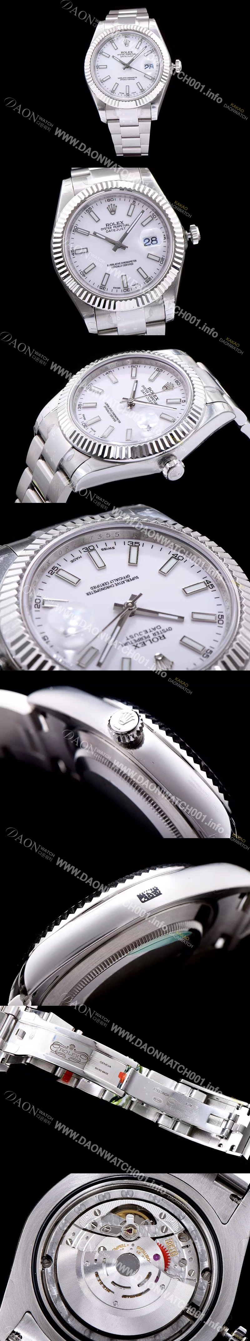 SA급 로렉스 남성용 데이져스트 스위스 3136 오토매틱 무브먼트 화이트 다이얼 ROL0102 xx