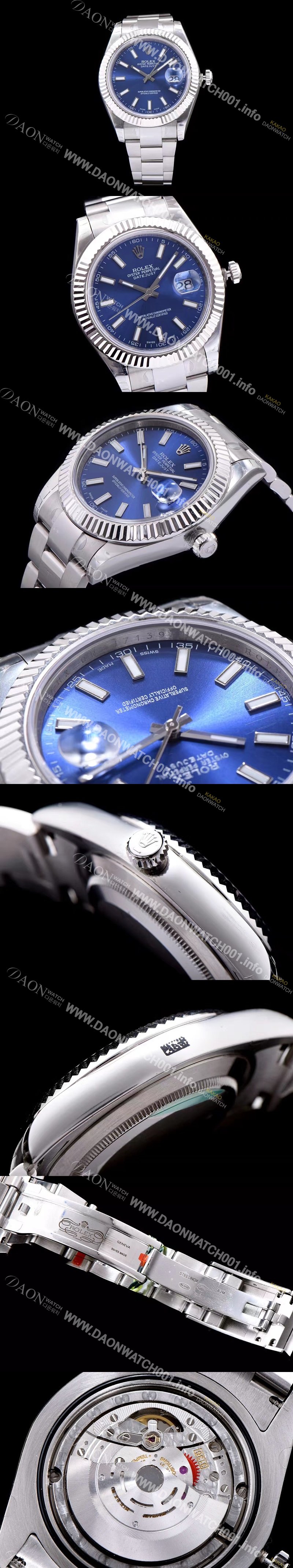 SA급 로렉스 남성용 데이져스트 스위스 3136 오토매틱 무브먼트 블루 다이얼 ROL0104 xx