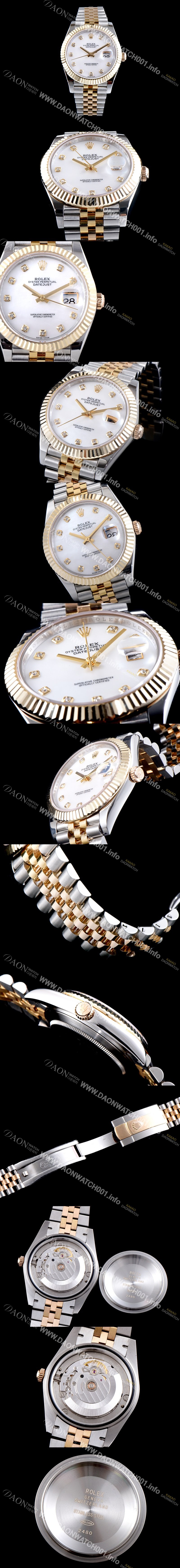 SA급 로렉스 남성용 최고급형!!데이져스트 m126233-0023 드레스워치 넘버원 18K 옐로골드 투톤 콤비 핑크 자개 다이얼 브레이슬릿 스위스 ETA 2836-2 오토매틱 무브먼트 ROL0335 xx