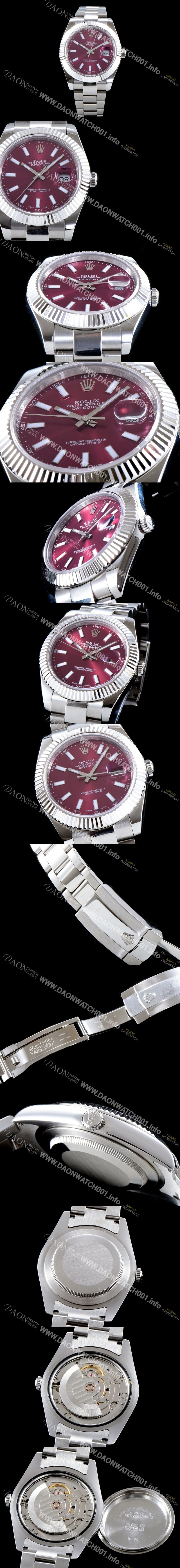 SA급 로렉스 남성용 데이져스트 116334-72210 퍼플 다이얼 스위스 2836 오토매틱 무브먼트 ROL0110 xx