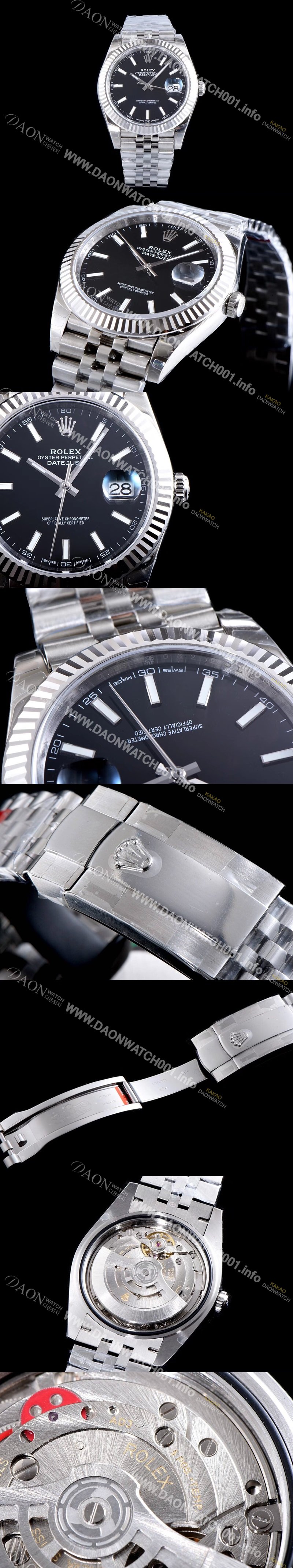 SA급 로렉스 남성용 데이저스트 II m126334-0018 블랙 다이얼 야광 스틱 인덱스 스틸 브레이슬릿 오토매틱 무브먼트 ROL0010 xx