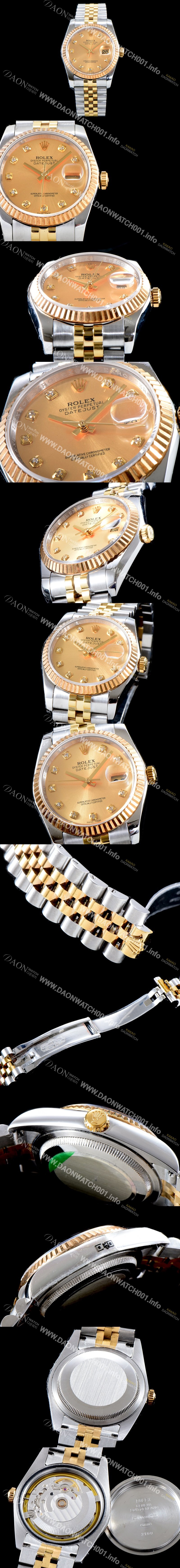 SA급 로렉스 남성용 데이터 제스트 116233 골드 다이얼 2836-2 오토매틱 무브먼트 ROL0125 xx