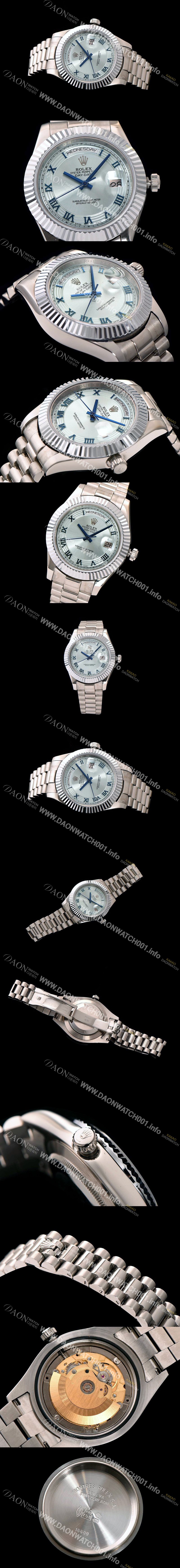 SA급 로렉스 남성용 데이데이트 2 로마 인덱스 블루 다이얼 ROL0100 xx