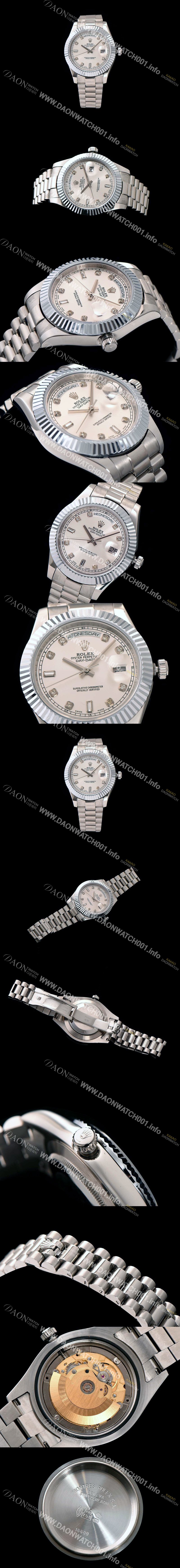 SA급 로렉스 남성용 데이데이트 2 다이아몬드 인덱스 화이트 다이얼 ROL0101 xx