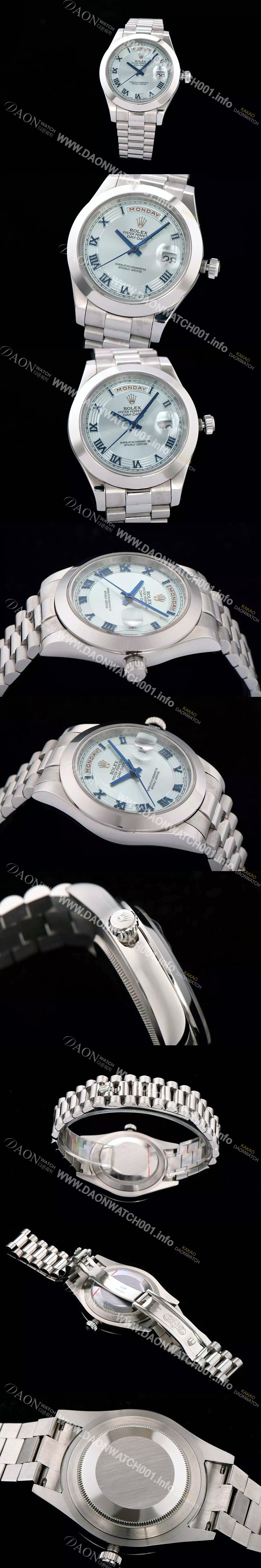 SA급 로렉스 남성용 데이데이트 2 로마 인덱스 블루 다이얼 ROL0201 xx