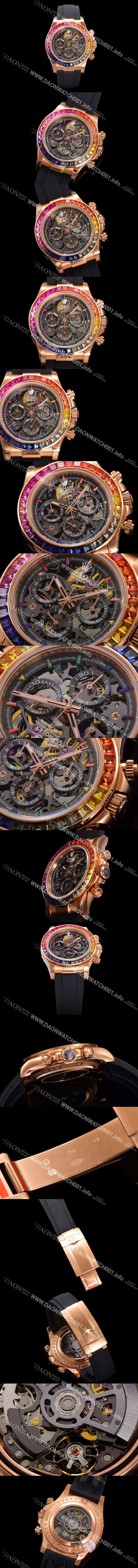 SA급 로렉스남성용 데이토나 40mm 크로노그래프 18k 로즈골드 오토매틱 Cal.4130 무브먼트 스켈레톤 다이얼 rol5381 xx