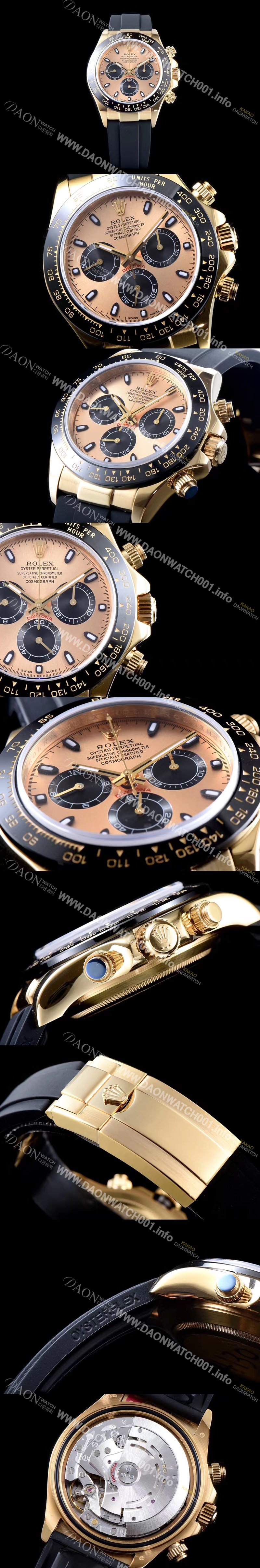 SA급  로렉스 남성용 VIP타입 크로노그래프 데이토나 116518LN 오이스터플렉스 40MM UP!! 18K 옐로우 골드 샴페인 컬러와 블랙 다이얼 ETA 7750B-2 오토매틱 무브먼트 ROL0001 xx