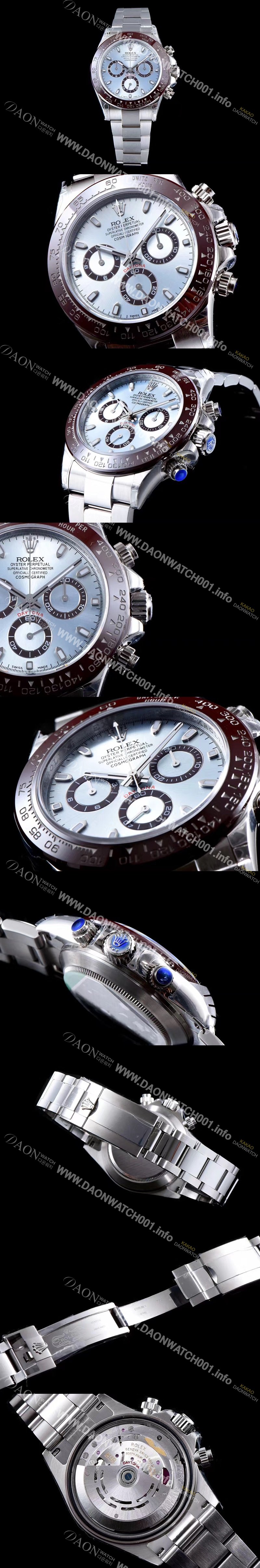 SA급 로렉스 남성용 업버전! 크로노그래프 데이토나 116506 아이스 블루 다이얼 브라운 컬러 모노블록 세라크롬Cerachrom 베젤 오토매틱 무브먼트 ROL0100 xx