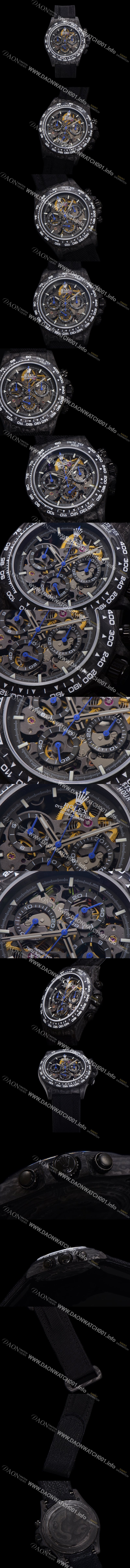 SA급 로렉스남성용 데이토나 포지드카본 40mm 크로노그래프 오토매틱 Cal.4130 무브먼트 스켈레톤 다이얼 rol5372 xx