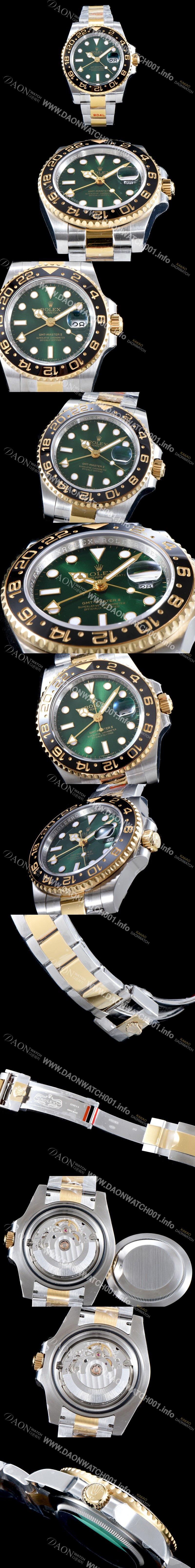 SA급 로렉스 남성용 지엠티 마스터II 116718LN 듀얼 타임 블랙 세라믹 소재의 24시간 회전 베젤 그린 썬더스트 다이얼 오이스터 브레이슬릿 ETA 2836 A2 오토매틱 무브먼트 ROL0033 xx