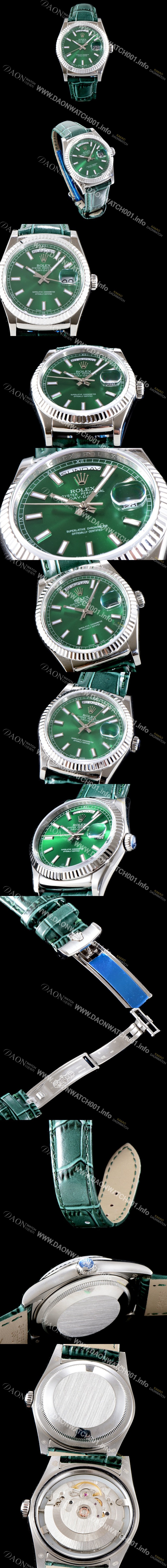 SA급 로렉스 남성용 추가업데이트 118139 데이데이트 36MM 그린 썬더스트 다이얼 UP!! 크로노미터 플루티드 베젤 오토매틱 무브먼트 ROL0503 xx