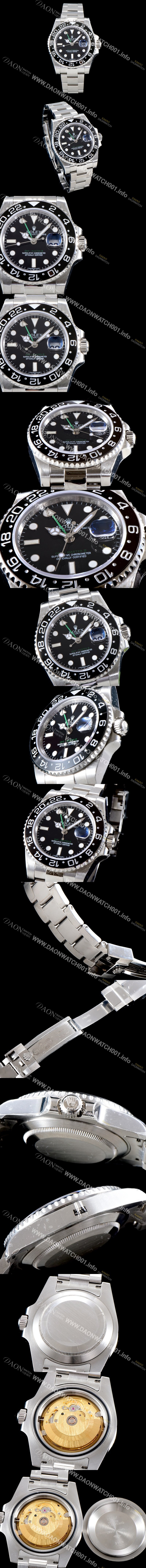 SA급 로렉스 남성용 NEW 지엠티 마스터II 116710LN KS오이스터 링크 3열UP!! 듀얼 타임 24시간 회전식 블랙 세라믹 베젤 블랙 다이얼 브레이슬릿 오토매틱 무브먼트 ROL0014 xx