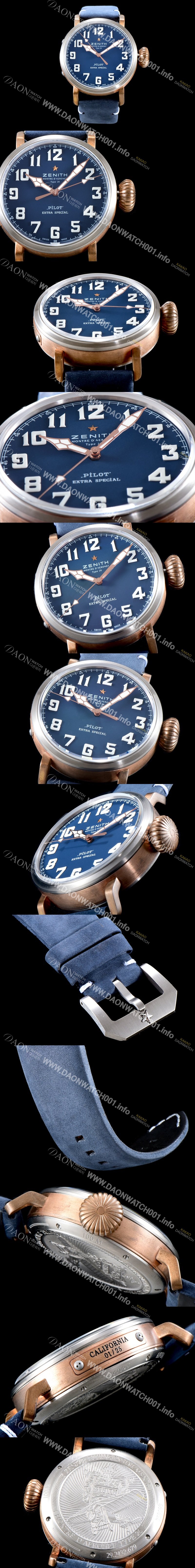 SA급 제니스 남성용 파일럿 타입20 29.2430.679/57.C808 엑스트라 스페셜!! 고급스러운 18K 로즈골드 케이스 콤비 네이비 다이얼 오토매틱 무브먼트 ZEN4230 xx