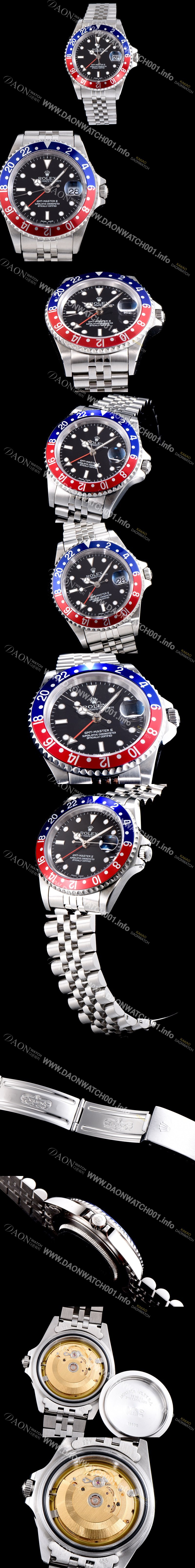 SA급 로렉스 남성용 업그레이드 모델!!지엠티 마스터II 126710BLRO-0001 듀얼 타임 블루/레드 투톤 24시간 회전 베젤 블랙 다이얼 5선 쥬빌리 브레이슬릿 오토매틱 무브먼트 ROL0310 xx