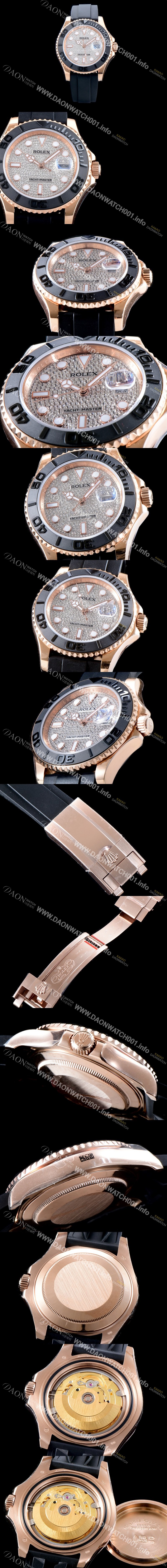 SA급 로렉스 남성용 오이스터 페페츄얼 요트-마스터 m116655-0005“다이아몬드 파베 다이얼” 블랙 세라크롬 양방향 회전 베젤 오토매틱 무브먼트 ROL0504 xx