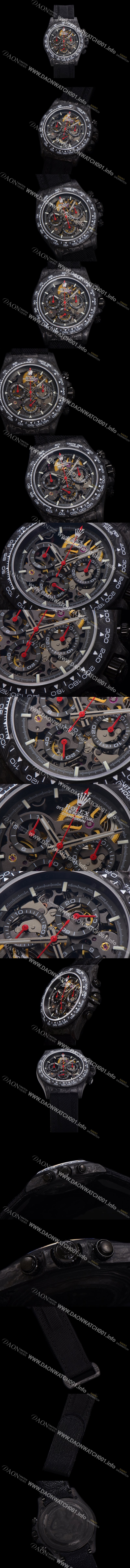 SA급 로렉스남성용 데이토나 포지드카본 40mm 크로노그래프 오토매틱 Cal.4130 무브먼트 스켈레톤 다이얼 rol5370 xx
