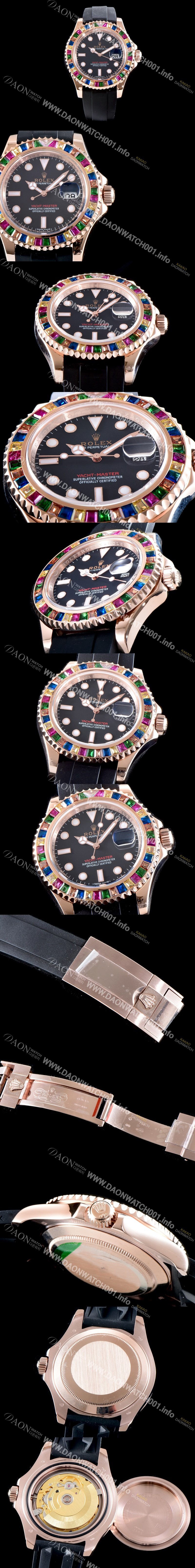 SA급 로렉스 남성용 최신버전 UP!! 요트마스터 116695SATS 레인보우 바게크 컷 세팅 베젤 블랙 다이얼 오이스터 플렉스 스위스 ETA 2824-2 오토매틱 무브먼트 ROL0050 xx