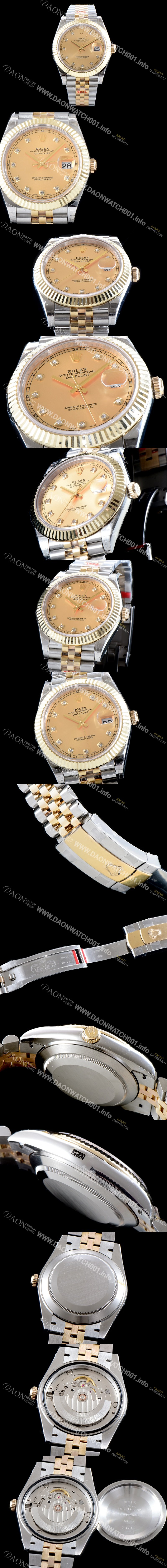 SA급 로렉스 남성용 최고급형!!데이져스트II 126333 GM사 추가업데이트!! 18K 옐로골드 투톤 콤비 골드 다이얼 브레이슬릿 스위스 ETA 2836-2 오토매틱 무브먼트 ROL0351 xx