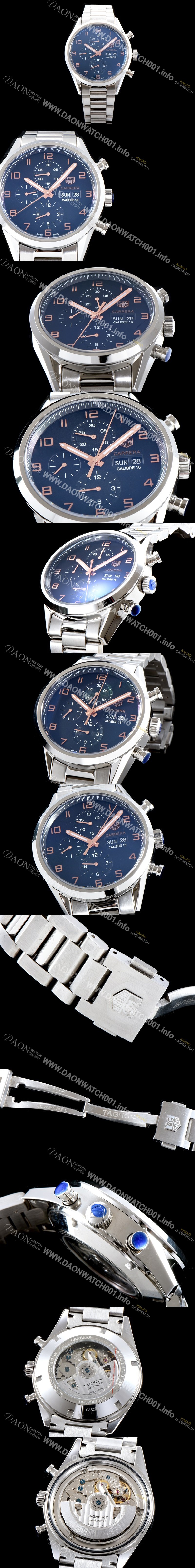 SA급 태그호이어 남성용 카 레이싱 CV2A1AB.BA0738 까레라 칼리버16 데이-데이트 크로노그래프 블랙 다이얼 브레이슬릿 오토매틱 무브먼트 TAG0100 xx