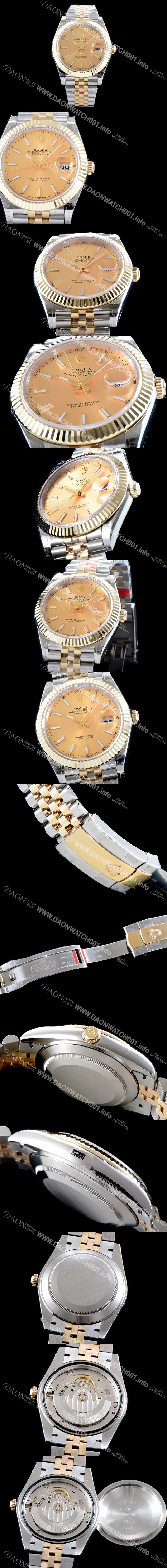 SA급 로렉스 남성용 최고급형!!데이져스트II 126333-62613 GM사 추가업데이트!! 18K 옐로골드 투톤 콤비 골드 다이얼 브레이슬릿 스위스 ETA 2836-2 오토매틱 무브먼트 ROL0355 xx