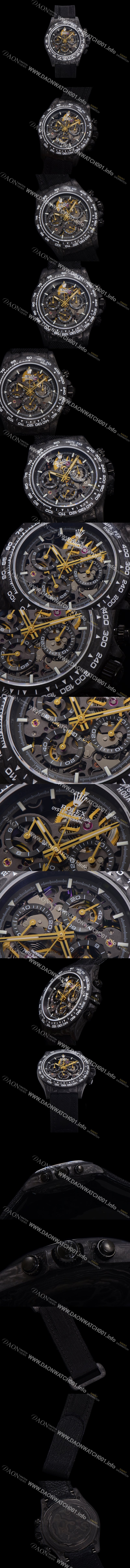 SA급 로렉스남성용 데이토나 포지드카본 40mm 크로노그래프 오토매틱 Cal.4130 무브먼트 스켈레톤 다이얼 rol5371 xx