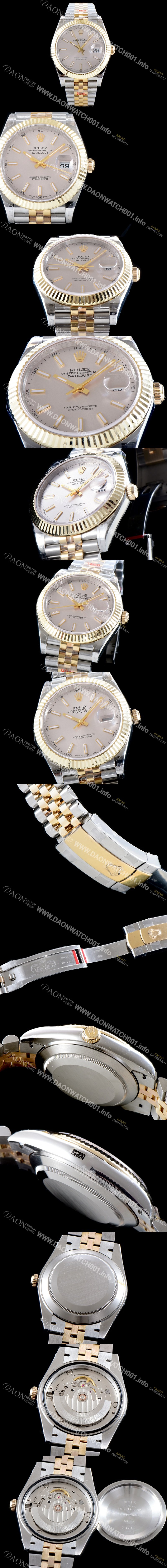 SA급 로렉스 남성용 최고급형!!데이져스트II 126333 GM사 추가업데이트!! 18K 옐로골드 투톤 콤비 실버 다이얼 브레이슬릿 스위스 ETA 2836-2 오토매틱 무브먼트 ROL0350 xx