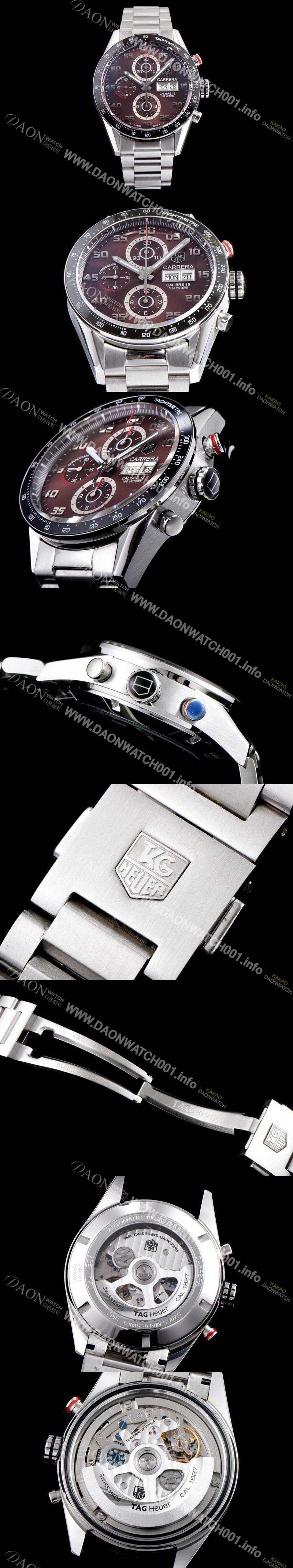 SA급 태그호이어 남성용 TOP Grade Quality 까레라 크로노그래프 오토매틱 타키메터 브라운다이얼 TAG0100 xx