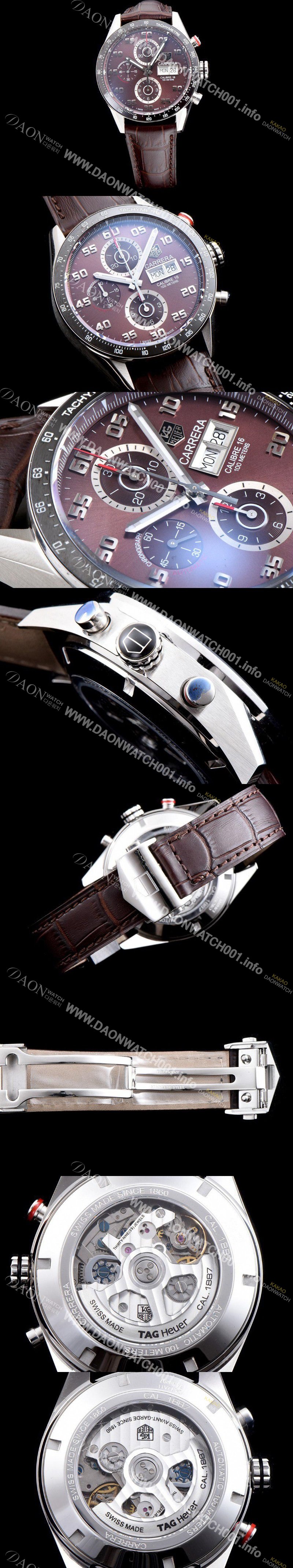 SA급 태그호이어 남성용 TOP Grade Quality 까레라 크로노그래프 오토매틱 타키메터 브라운다이얼 TAG0105 xx