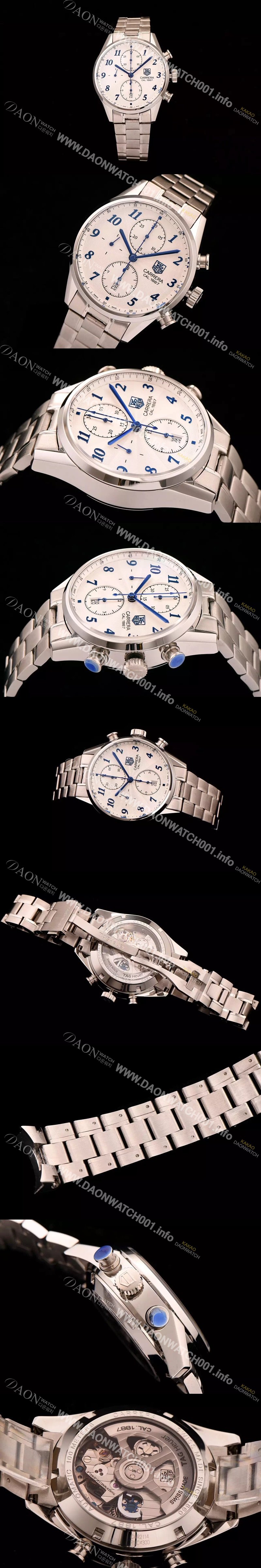 SA급 태그호이어 남성용 까레라 1887 오토매틱 크로노 그래프 화이트 다이얼 TAG0240 xx