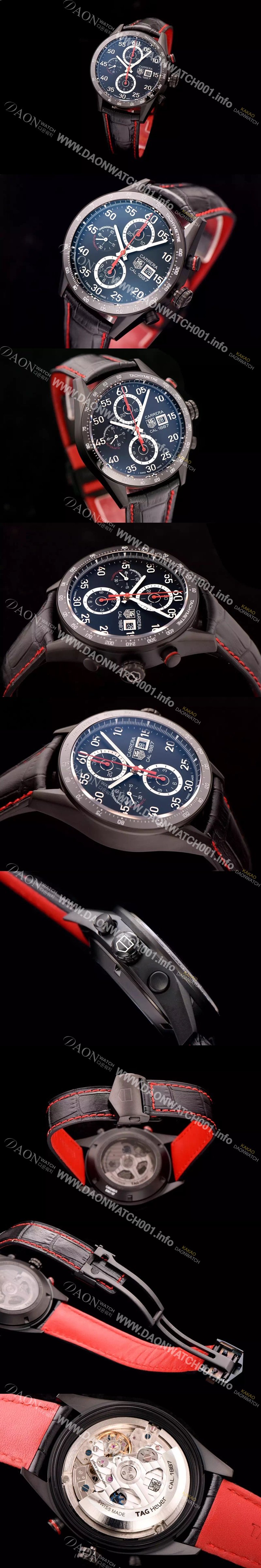 SA급 태그호이어 남성용 까레라 칼리버 1887 세라믹 베젤 블랙 다이얼 TAG4205 xx