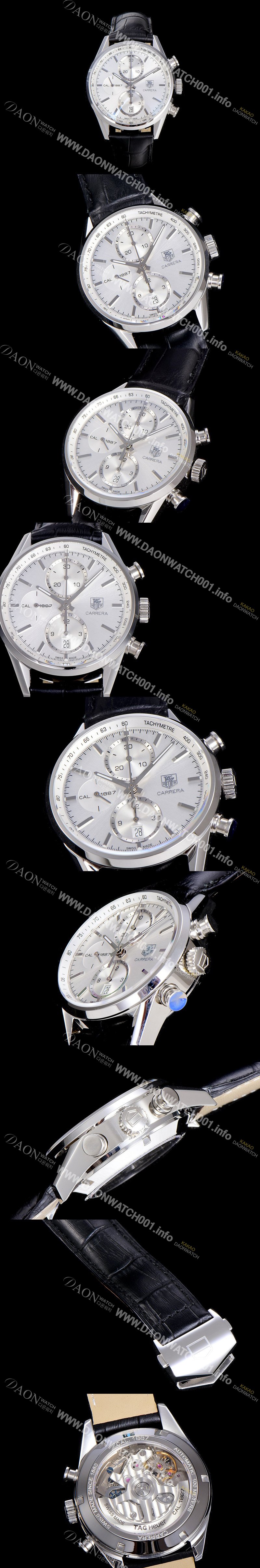 SA급 태그호이어 남성용 까레라 칼리버 1887 크로노그래프 화이트 다이얼 7750 오토매틱 TAG0241 xx