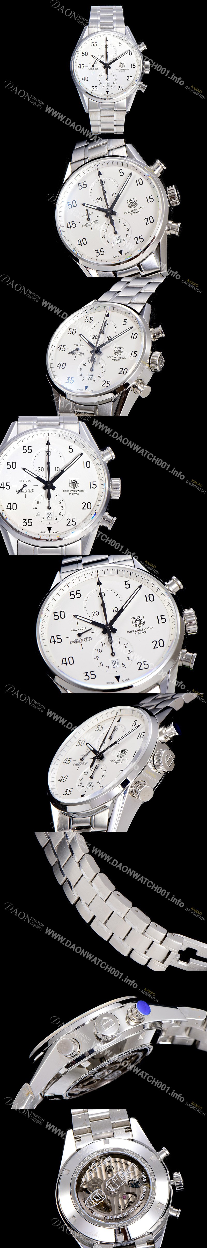 SA급 태그호이어 남성용 까레라 칼리버 1887 크로노 화이트 다이얼 TAG4215 xx